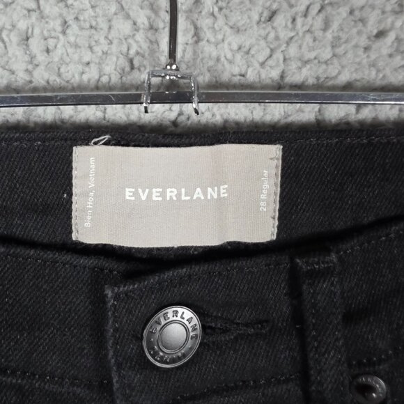 Everlane Jeans Womens Size 28R Black Dark Wash High Waist Straight Mom Stretch - Picture 5 of 11